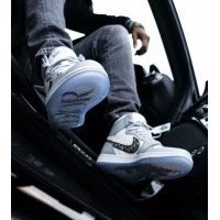 Зимние кроссовки Nike Air Jordan 1 Retro серые с мехом