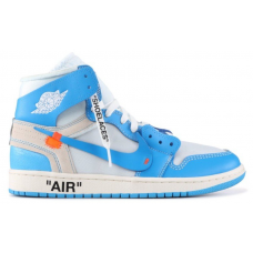 Кроссовки Jordan Air 1 High Off White бело-голубые
