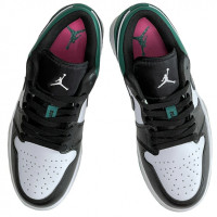 Кроссовки Nike Air Jordan 1 Low White Black Mystic Green черные с зеленым