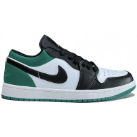 Кроссовки Nike Air Jordan 1 Low White Black Mystic Green черные с зеленым