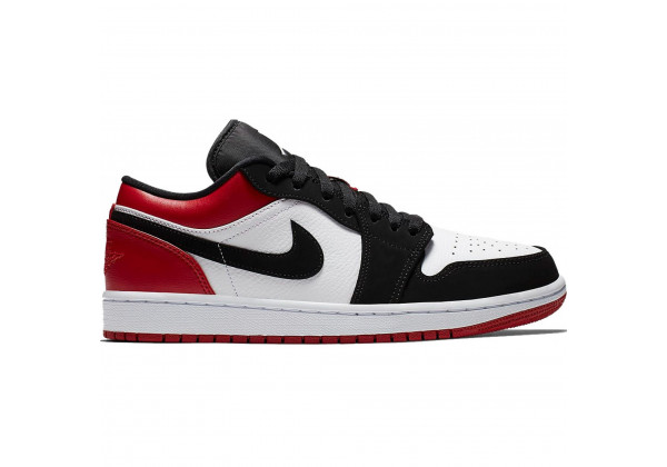 Кроссовки Nike Air Jordan 1 The Toe Low черно-белые с красным
