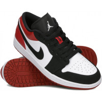 Кроссовки Nike Air Jordan 1 The Toe Low черно-белые с красным