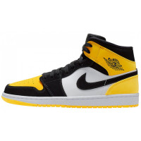 Кроссовки Nike Air Jordan 1 Mid Yellow Toe Footasylum черные с желтым