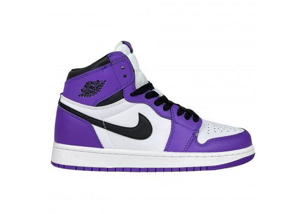 Кроссовки Nike Air Jordan 1 Retro Mid Court Purple фиолетовые с белым