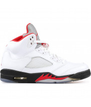 Кроссовки Nike Air Jordan 5 Retro White Fire Red Black белые