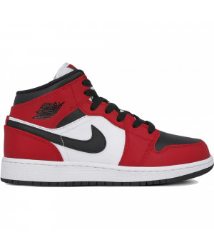 Кроссовки Nike Air Jordan 1 Mid Chicago Black Red красные с белым