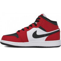 Кроссовки Nike Air Jordan 1 Mid Chicago Black Red красные с белым